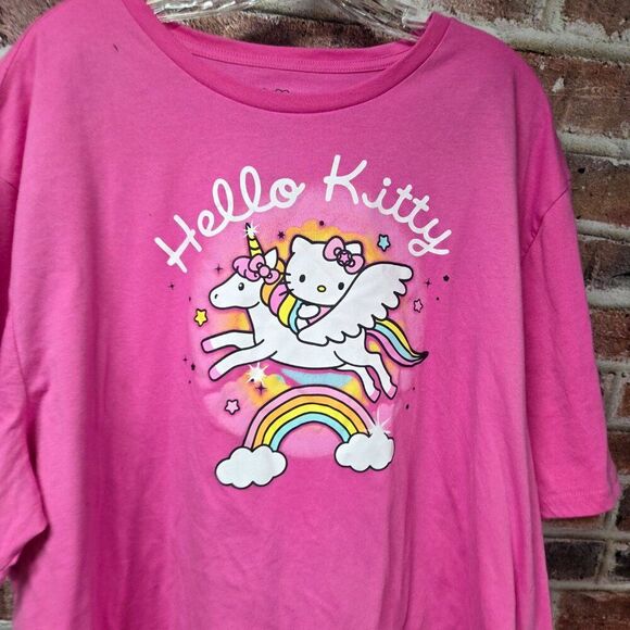 Sanrio Hello Kitty Tee 3XL | Unicorn Graphic Shirt Kawaii Y2K Pink Plus Size Top - Picture 3 of 4